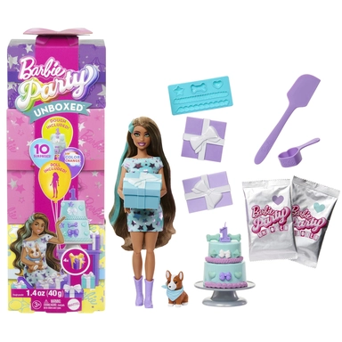 Barbie Party Unboxed Brunette Dukke