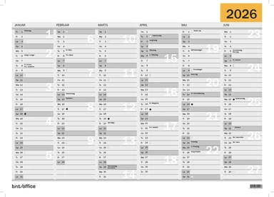 Vægkalender A3 2026 BNT 