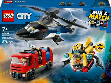 60462 LEGO City Great Vehicles Remix – helikopter, brandbil og ubåd