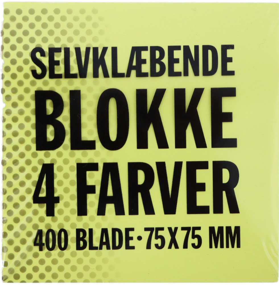 Relief selvklæbende notes 4 farver 75x75 mm