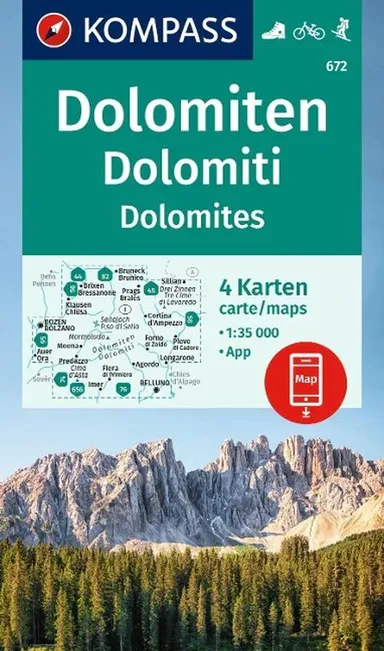 Dolomiten - Dolomites, Kompass Wandern, Rad & Skitouren 672