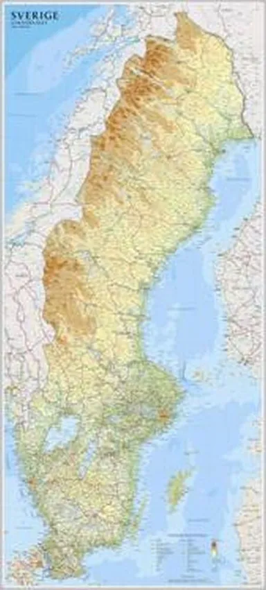 Sverige väggkarta 1:900 000