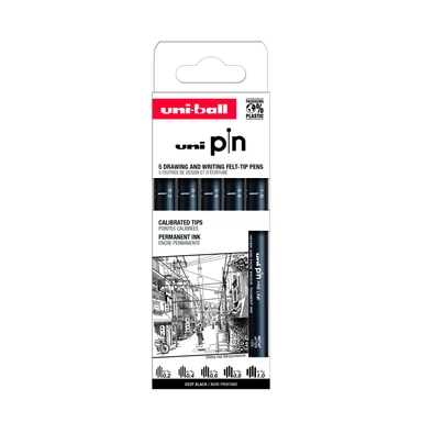 DRAWINGPEN UNI PIN FINELINER SORT 0,2 - 1 MM