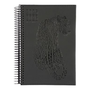 STUDIEKALENDER 2025/26 PU STOR leopard PRÆG SORT M/klap
