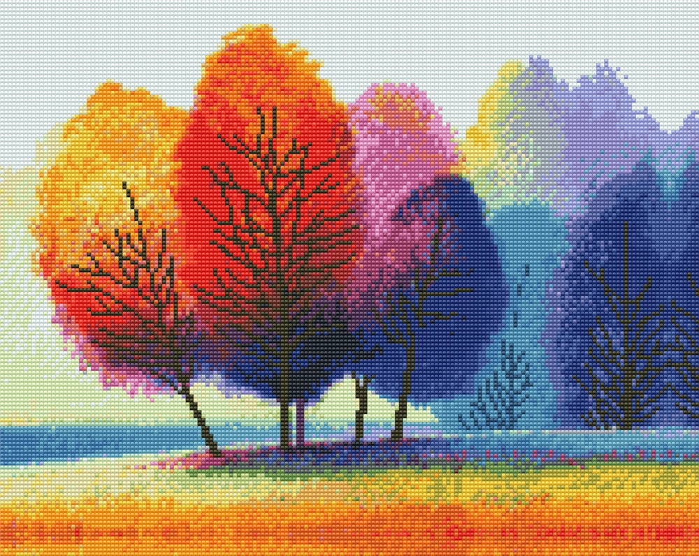 Diamond art træer farverig 40 x 50 cm