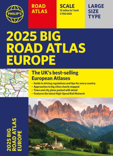 2025 Philip'S Big Road Atlas Of Europe(A3 Paperback)