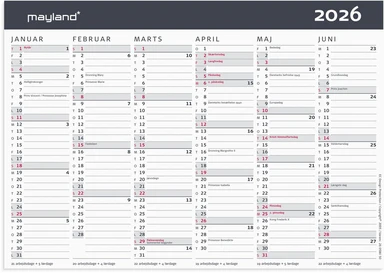 Kontorkalender 2026 moderne a5