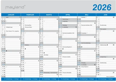 Kontorkalender 2026 klassisk a4 