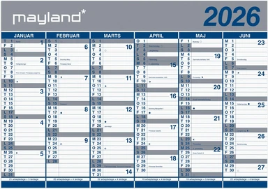 Kæmpekalender 2026 papir 2x6 mdr 