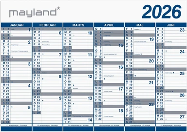 Kæmpekalender 2026 dobbelt sidet 2x6 mdr