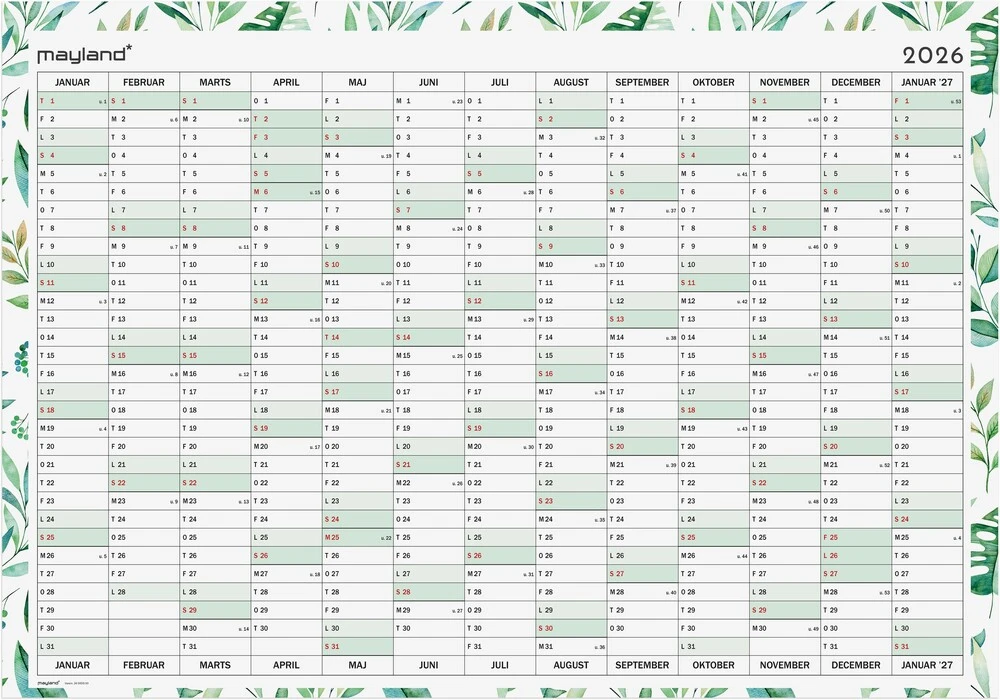 Kæmpekalender 2026 whiteboard 13 mdr m/pen billede