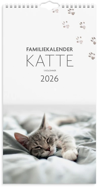 Vægkalender 2026 katte 5 personer
