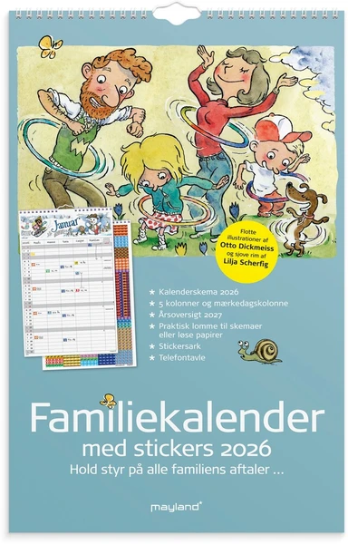Familiekalender 2026 otto dickmeiss a3 5 kol.