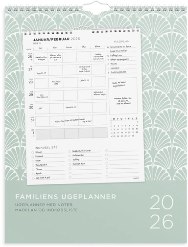 Familiekalender 2026 ugeplan m/lister