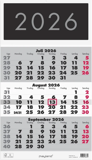 Vægkalender 2026 triplanner