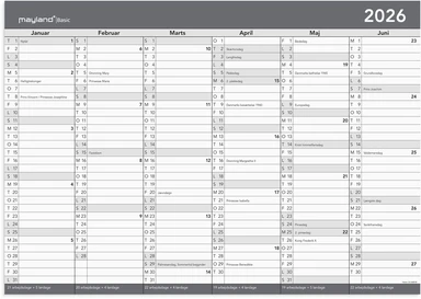 Kontorkalender basic 2026 a2