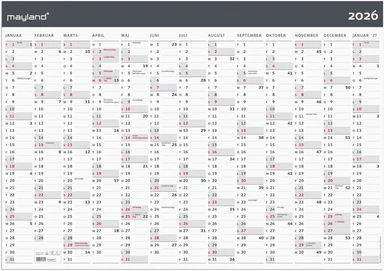 Kæmpekalender 2026 moderne 13 mdr 