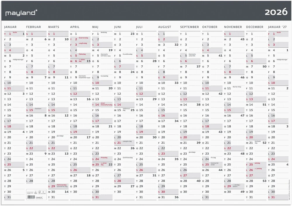 Kæmpekalender 2026 moderne 13 mdr billede