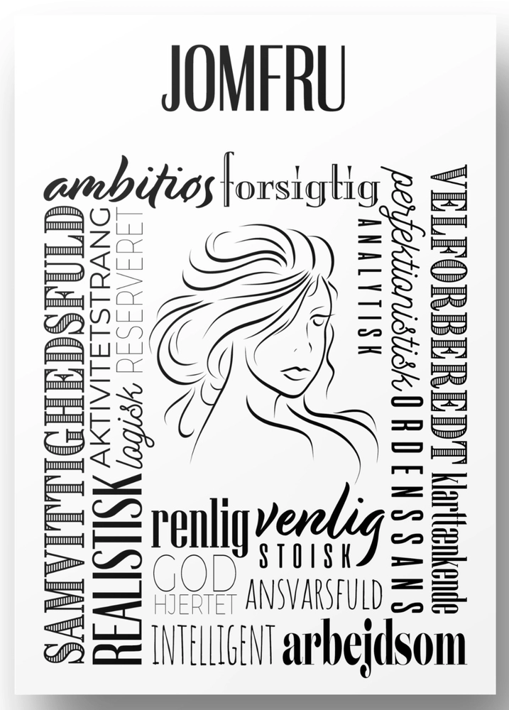 Plakat A4 Jomfru Håndtegnet Stjernetegns Citat