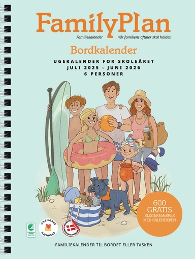FamilyPlan Skoleåret 2025/2026 Bordkalender M/6 KOLONNER