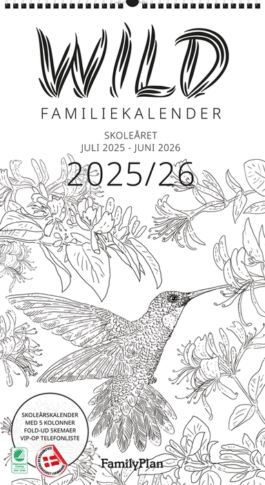 FamilyPlan Skoleåret 25/26 Wild SORT/HVID M/5 KOLONNER