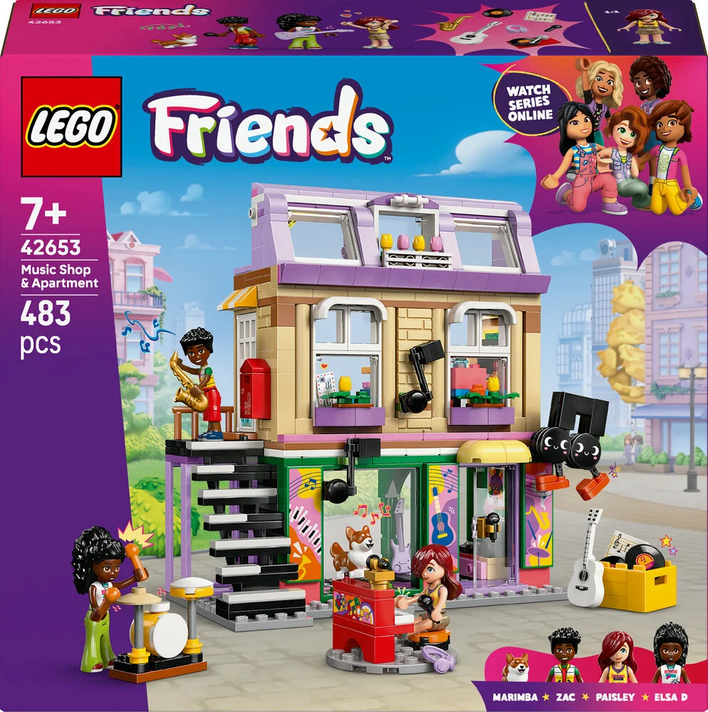 LEGO Friends 42653 Musikbutik og lejlighed - 483 dele