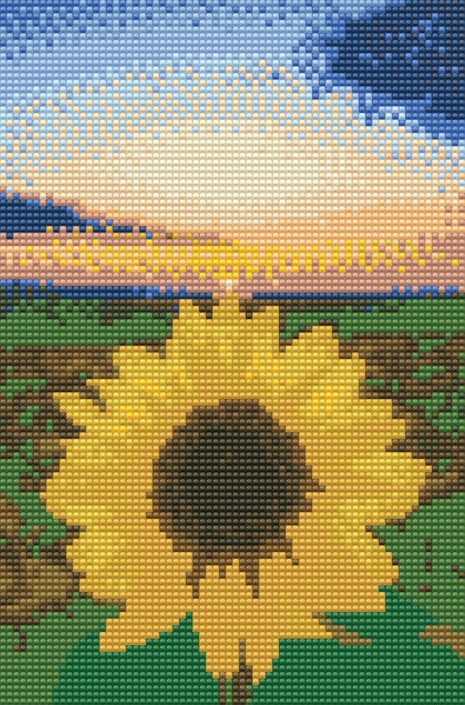 Diamond art solsikke m/solnedgang 20 x 30 cm