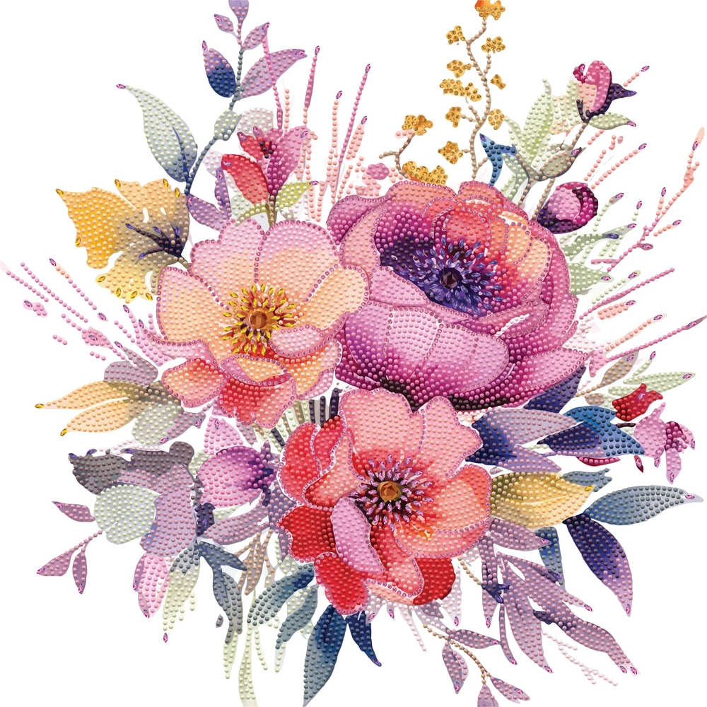 Diamond art MIX blomsterbuket 40 x 40 cm