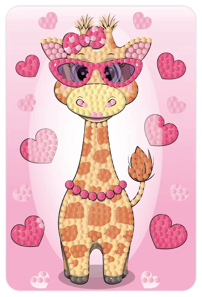 Diamond art giraf M/SOLBRILLER OG Hjerter 10 x 15 cm