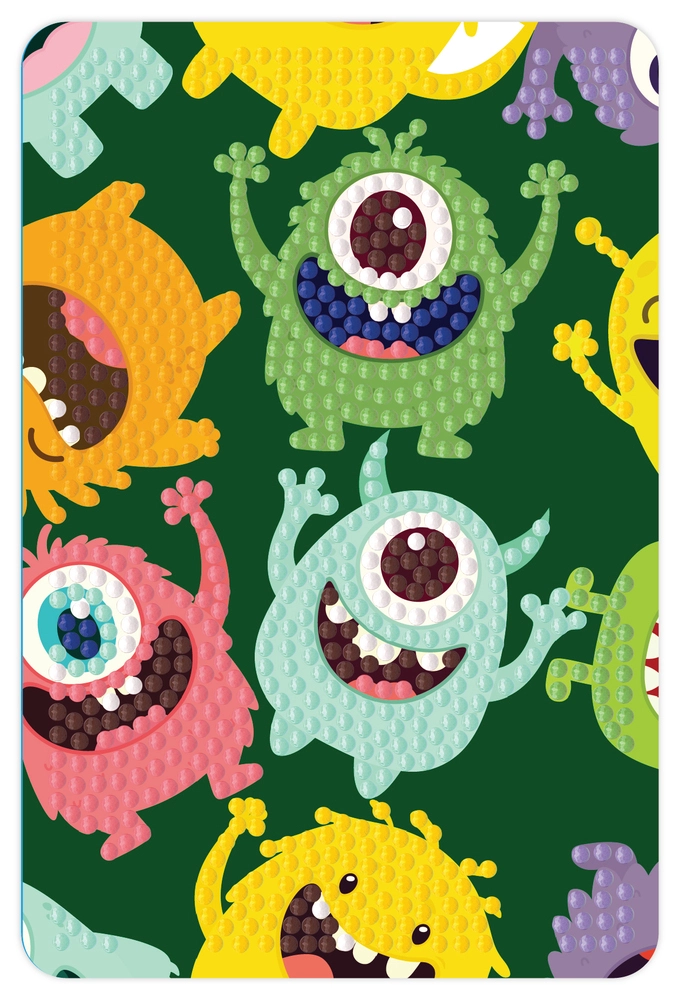 Diamond art monster i forskellige farver 10 x 15 cm