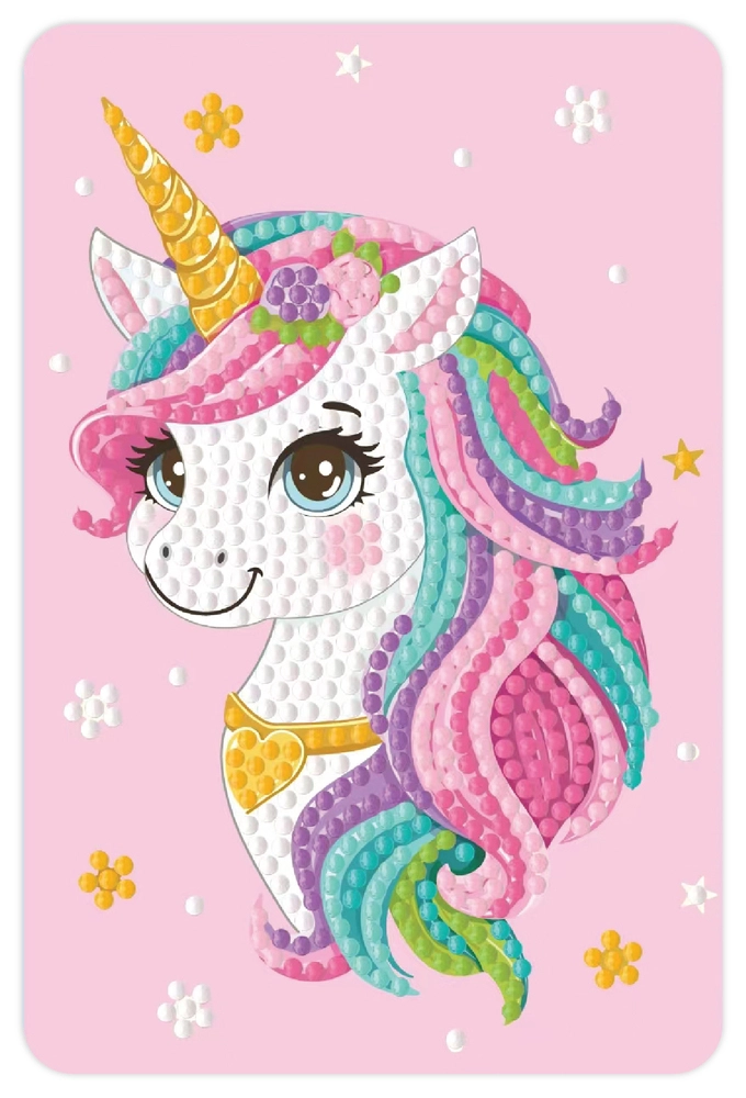 Diamond art unicorn m/stjerner 10 x 15 cm