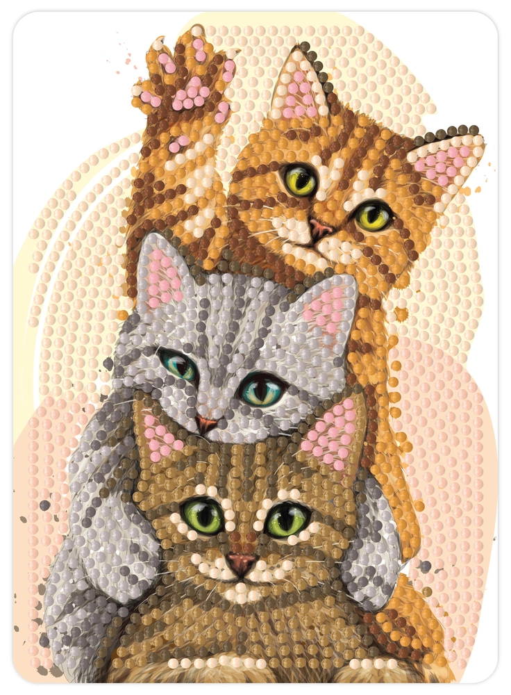 Diamond art kattekillinger 13 x 18 cm