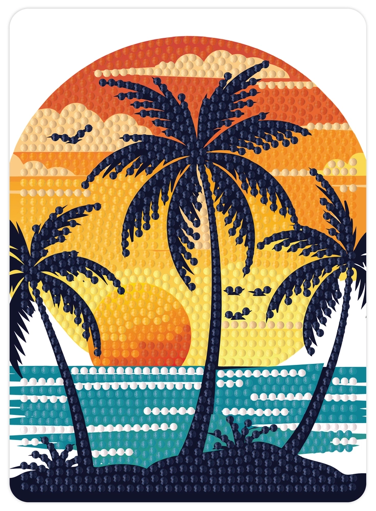 Diamond art solnedgang M/palmer 13 x 18 cm