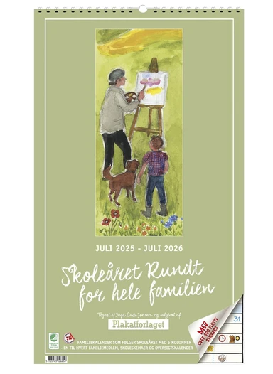 Familiekalender for hele familien m/4 kolonner SKOLEÅRET RUNDT 2025/26