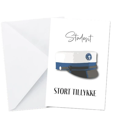 KORT DOBBELT M/KONVOLUT STUDENT BLÅ HUE STORT Tillykke 250G