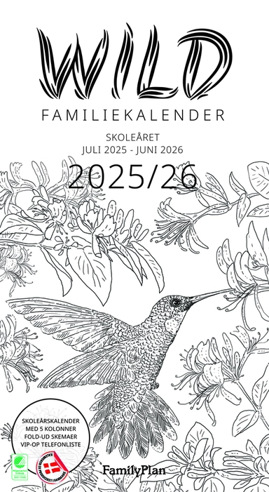 FamilyPlan Skoleåret 25/26 Wild SORT/HVID M/5 KOLONNER