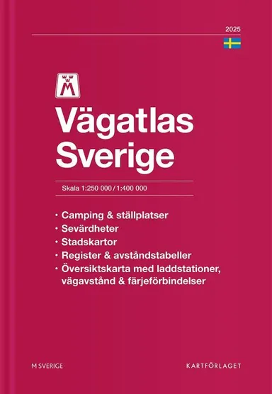 M Vägatlas Sverige 2025 : skala 1:250 000/1:400 000