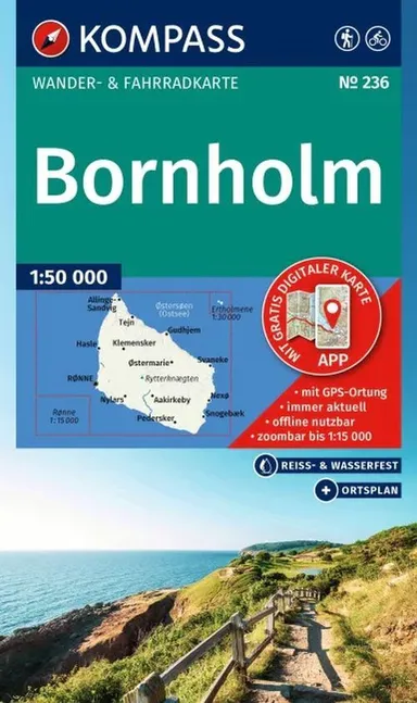 Bornholm, Kompass Wander- und Radkarte