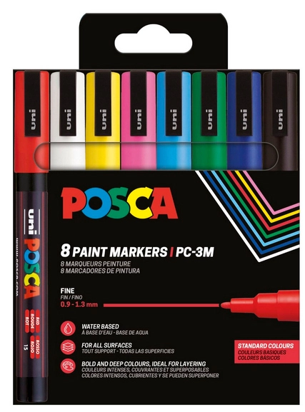 Posca Paintmarker Uni PC-3M 8P sæt basic colors