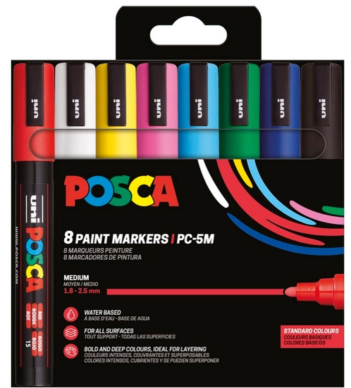 Posca Paintmarker Uni PC-5M 8P sæt basic colors billede