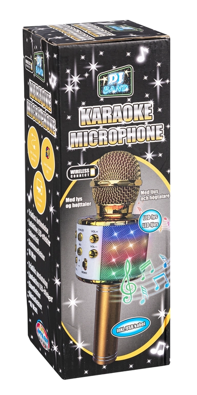 KARAOKEMIKROFON MED LYS, GULD