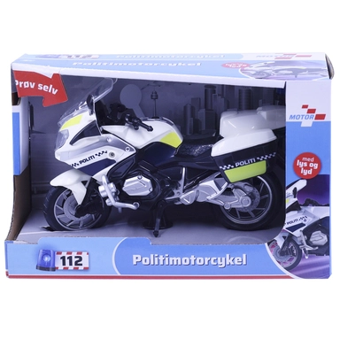 Politimotorcykel med lys og lyd 18 cm