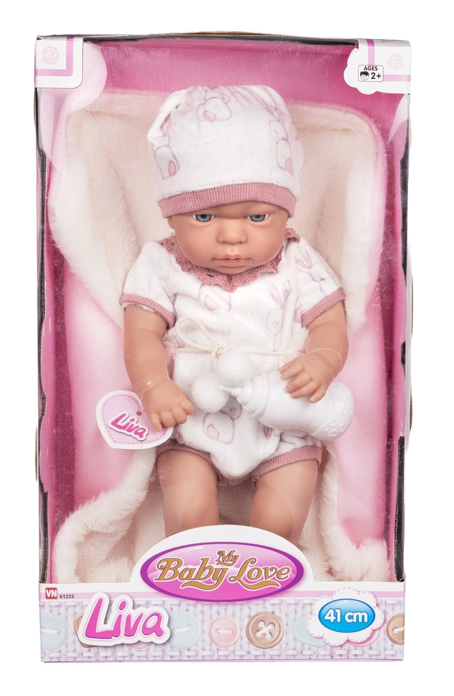 MY BABY LIVA 41 CM, MED TÆPPE OG SUTTEFLASKE