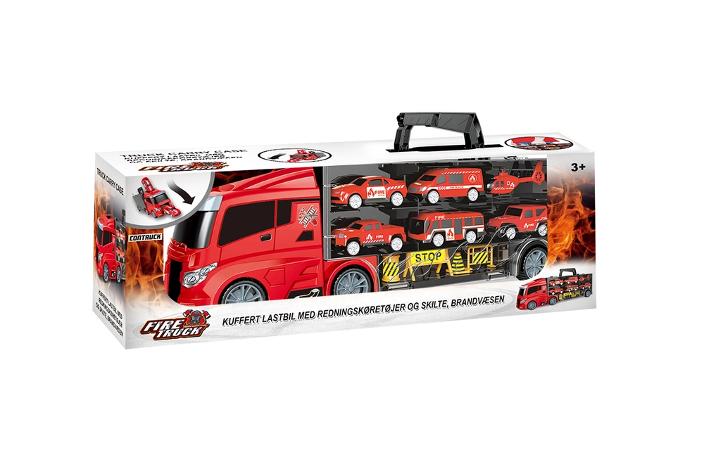 Lastbil m/redningskøretøjer og skilte, brand 1:24 billede