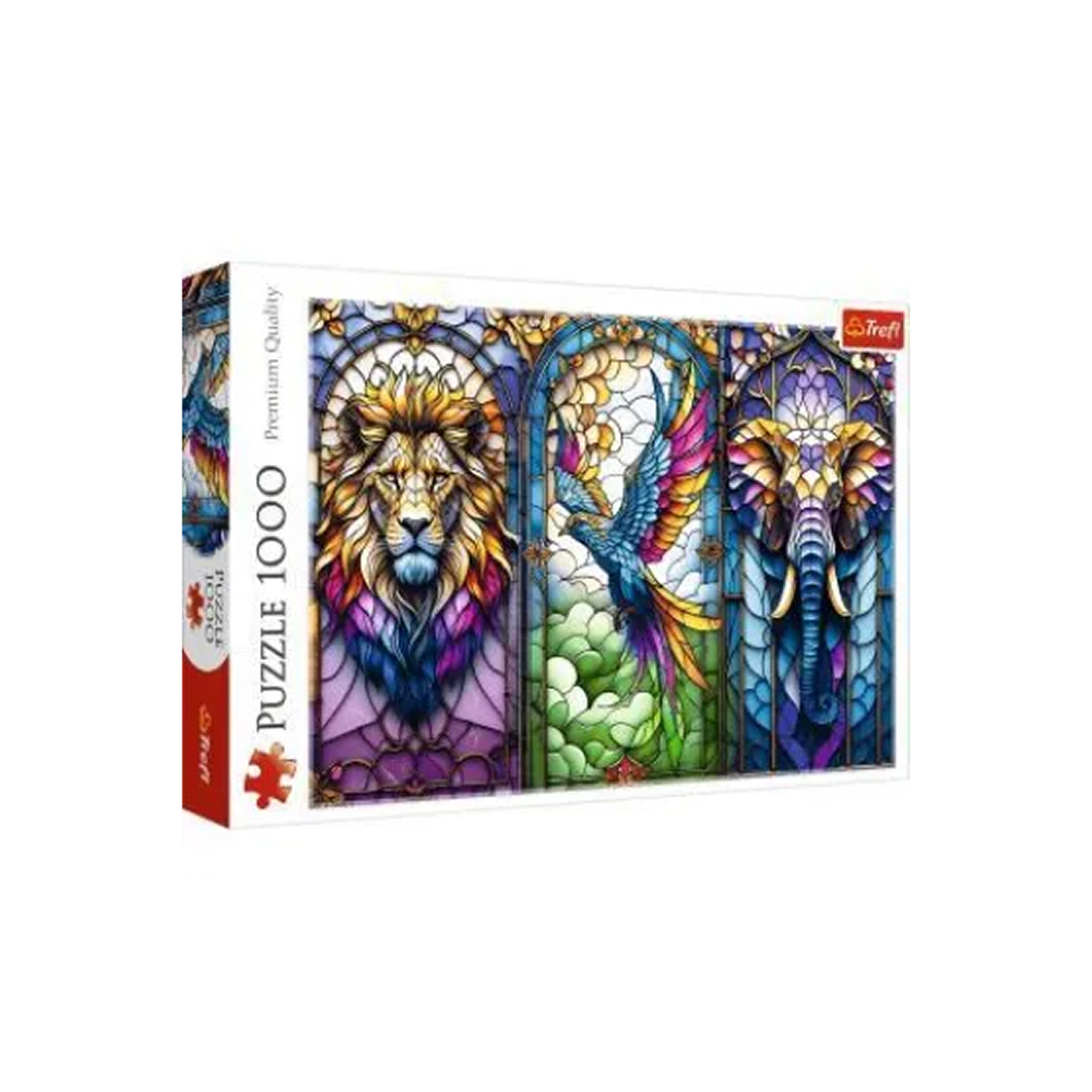 Puslespil Stained glass animals 1000 brikker