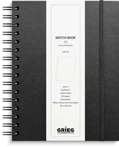 Skitseblok A5 sort 50 SIDER 150 G ULINJERET kunstskind