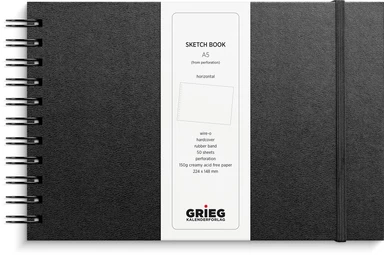 Skitseblok A5L sort 50 SIDER 150 G ULINJERET kunstskind