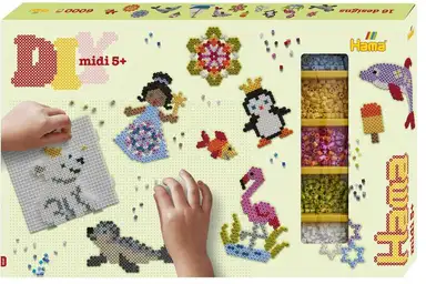 Hama gaveæske ca. 6.000 perler + 3 plader