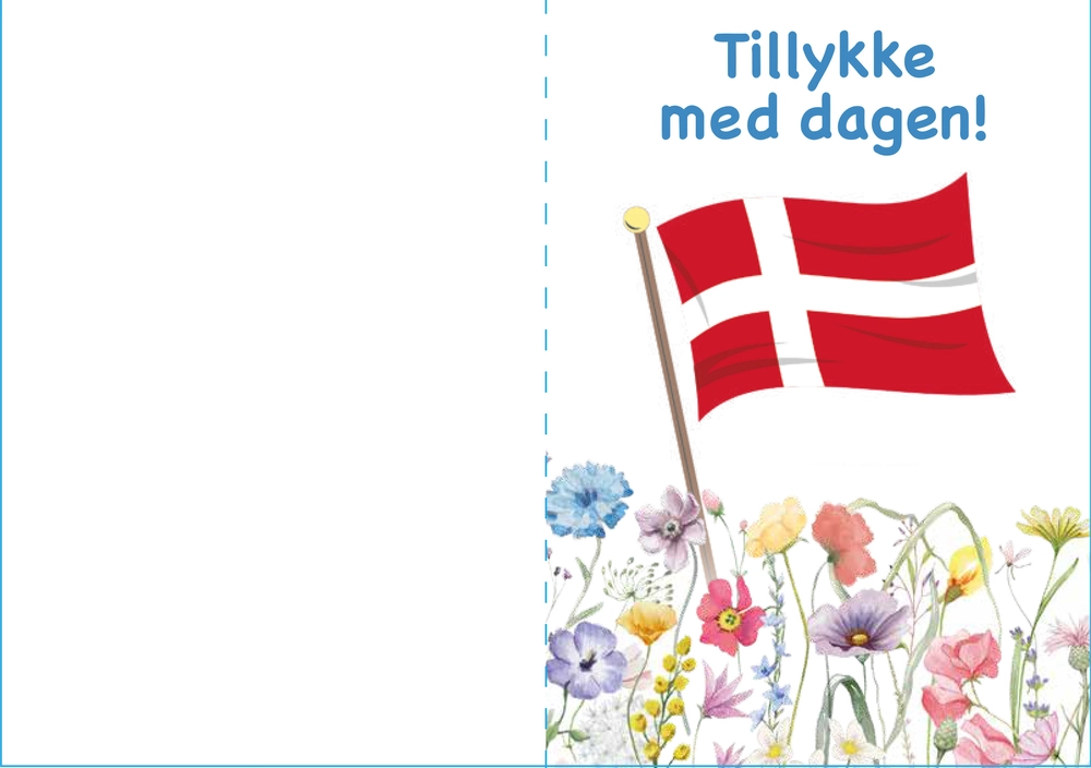 Kort 4/4 m/konvolutter tillykke med dagen/hip hip hurra