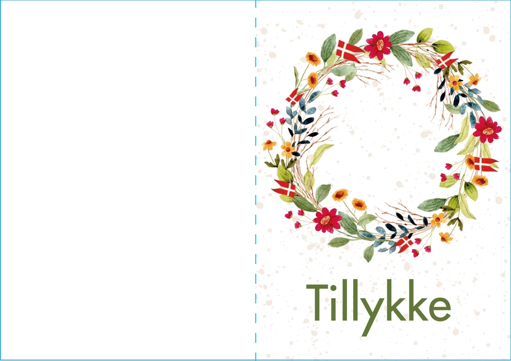 Kort 4/4 m/konvolutter tillykke/happy birthday